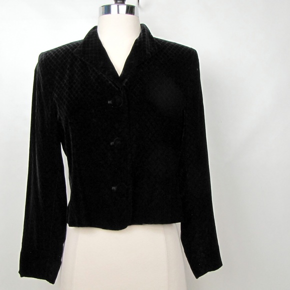 Talbots Jackets & Blazers - Talbots Black Velvet Crop Evening Jacket Lined 6P